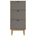 Armoire à chaussures OTTA et 3 tiroirs Marron et gris Bois pin