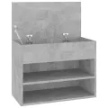 Banc à chaussures Gris béton 60x30x45 cm Aggloméré