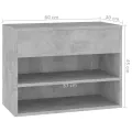 Banc à chaussures Gris béton 60x30x45 cm Aggloméré