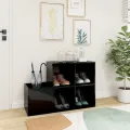 Armoire à chaussures Noir brillant 105x35,5x70 cm Aggloméré