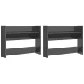 Armoires à chaussures murales 2 pcs Gris brillant 80x18x60 cm