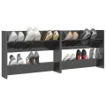 Armoires à chaussures murales 2 pcs Gris brillant 80x18x60 cm