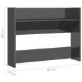 Armoires à chaussures murales 2 pcs Gris brillant 80x18x60 cm