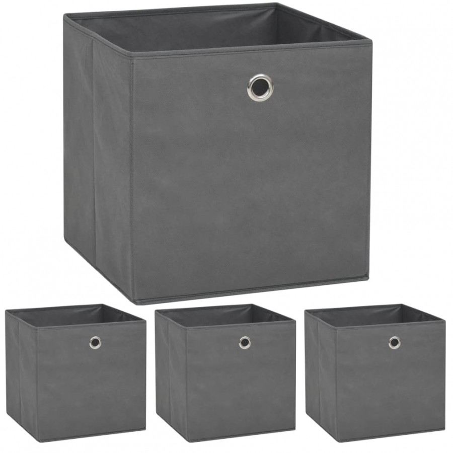 Boîte de rangement 4 pcs Tissu non-tissé 32x32x32 cm Gris