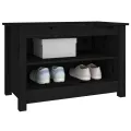 Banc à chaussures Noir 70x38x45,5 cm Bois de pin massif