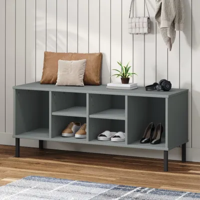 Étagère à chaussures pieds en métal Gris 106x35x45 cm Bois OSLO