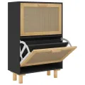 Armoire à chaussures Noir 52x25x80 cm Bois d'ingénierie/rotin