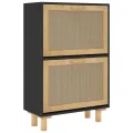 Armoire à chaussures Noir 52x25x80 cm Bois d'ingénierie/rotin