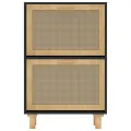 Armoire à chaussures Noir 52x25x80 cm Bois d'ingénierie/rotin