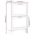 Armoire à chaussures Noir 52x25x80 cm Bois d'ingénierie/rotin