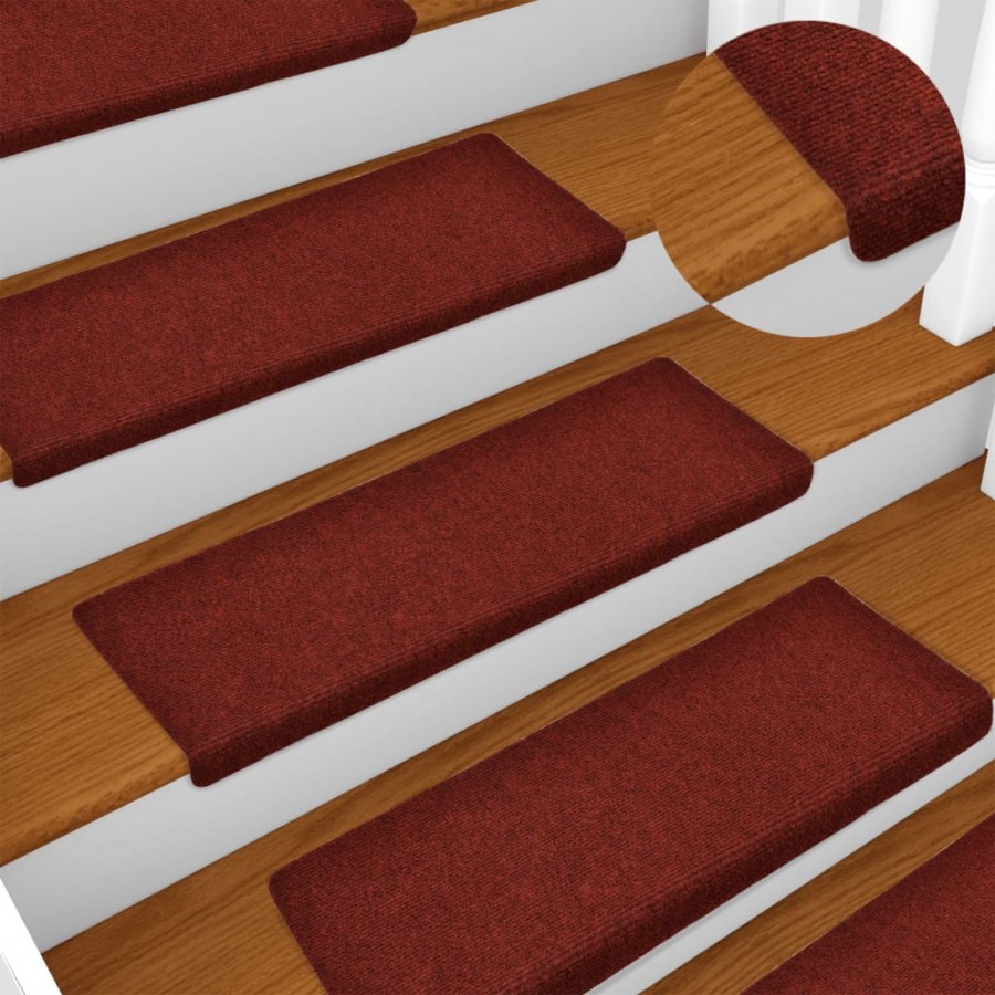 Tapis de marches d'escalier 10pcs Bordeaux 65x21x4cm Aiguilleté