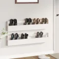 Étagères à chaussures murales 2 pcs Blanc 110x9x23cm Pin massif