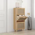 Armoire à chaussures Marron 52x25x115cm Bois d'ingénierie/rotin