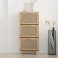 Armoire à chaussures Marron 52x25x115cm Bois d'ingénierie/rotin