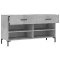 Banc à chaussures gris béton 102x35x55 cm bois d'ingénierie