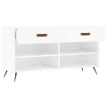 Banc à chaussures blanc brillant 102x35x55 cm bois d'ingénierie