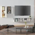 Ensemble de meubles TV 4 pcs Gris béton Bois d'ingénierie