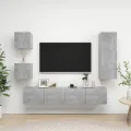Ensemble de meuble TV 5 pcs Gris béton Aggloméré