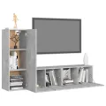 Ensemble de meuble TV 3 pcs Gris béton Aggloméré
