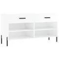 Banc à chaussures blanc brillant 102x35x55 cm bois d'ingénierie