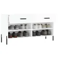 Banc à chaussures blanc brillant 102x35x55 cm bois d'ingénierie