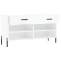 Banc à chaussures blanc brillant 102x35x55 cm bois d'ingénierie