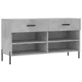 Banc à chaussures gris béton 102x35x55 cm bois d'ingénierie