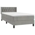 cadre de lit et matelas Gris clair 90x200 cm Velours