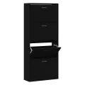 Armoire à chaussures Noir 63x24x147 cm Bois d'ingénierie