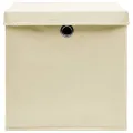 Boîtes de rangement à couvercles 4 pcs Crème 32x32x32 cm Tissu