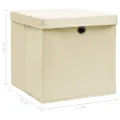 Boîtes de rangement à couvercles 4 pcs Crème 32x32x32 cm Tissu
