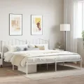 Cadre de lit métal avec tête de lit blanc 200x200 cm