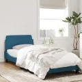Cadre de lit avec tête de lit bleu 90x200 cm velours