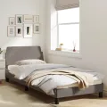 Cadre de lit avec tête de lit Taupe 90x200 cm Tissu