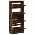 Armoire à chaussures 4 tiroirs rabattables chêne fumé