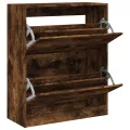 Armoire à chaussures chêne fumé 80x34x96,5 cm bois d'ingénierie
