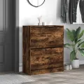 Armoire à chaussures chêne fumé 80x34x96,5 cm bois d'ingénierie