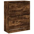 Armoire à chaussures chêne fumé 80x34x96,5 cm bois d'ingénierie