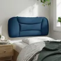 Coussin de tête de lit bleu 80 cm tissu