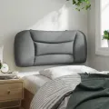 Coussin de tête de lit gris clair 80 cm tissu