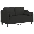 Canapé 2 places avec oreillers décoratifs noir 120 cm tissu