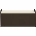 Banc de rangement et coussin marron 115x51x52 cm résine tressée