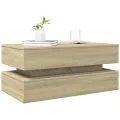 Table basse avec lumières LED chêne sonoma 90x50x40 cm