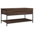 Table basse chêne marron 100x50x50cm bois d'ingénierie et métal