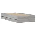 Cadre de lit et tiroirs sonoma gris 75x190cm bois d'ingénierie