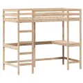 Lit superposé avec bureau 100x200 cm bois de pin massif