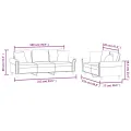 Ensemble de canapés 2 pcs avec coussins gris clair velours