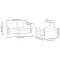 Ensemble de canapés 2 pcs avec coussins gris clair velours