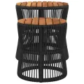 Tables d'appoint de jardin 2 pcs dessus en bois noir poly rotin