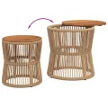 Tables d'appoint de jardin 2pcs dessus en bois beige poly rotin